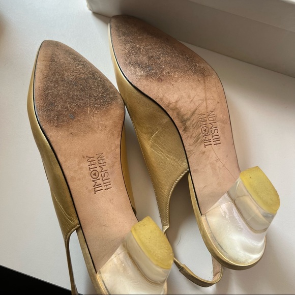 Timothy Hitsman Vintage Clear Heel Gold pointy toe sling back pump 7.5 - Picture 6 of 11